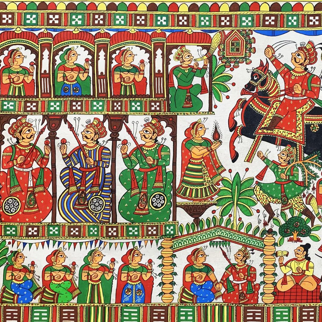 26 X 40 Inch | Story of Pabuji Paper Phad Painting