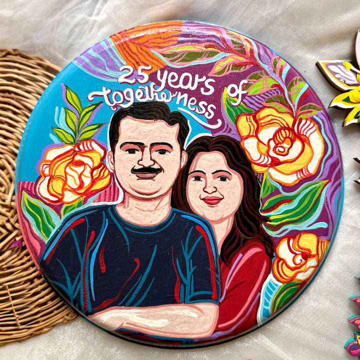 10 Inch | Photo Personalized Hand Painted Pop Art Illustrated Caricature Wall Plate With Stand