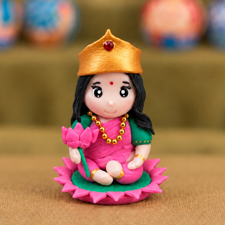 Handmade Miniature Lakshmi Clay Golu Doll For Festive Decor