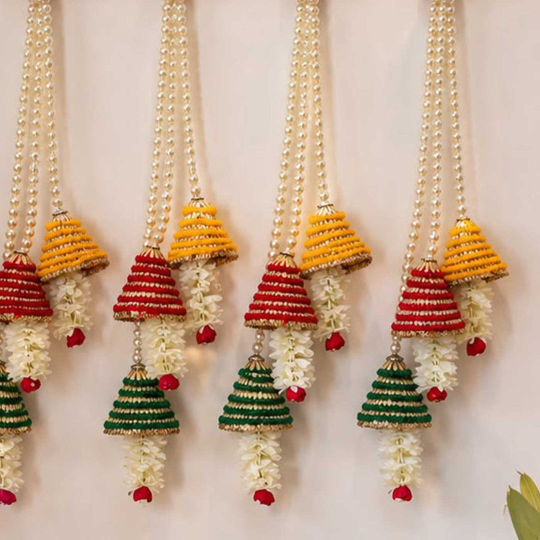 Handcrafted Pearl Strands With Conical Tassel Threadworked Door Hangings