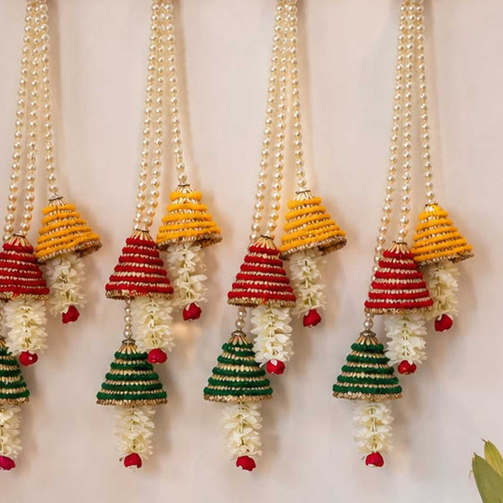 Handcrafted Pearl Strands With Conical Tassel Threadworked Door Hangings