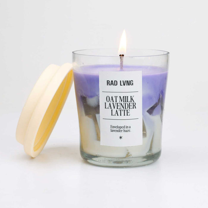 Hand Poured Oat Milk Lavender Latte Grande Scented Soy Wax Candle