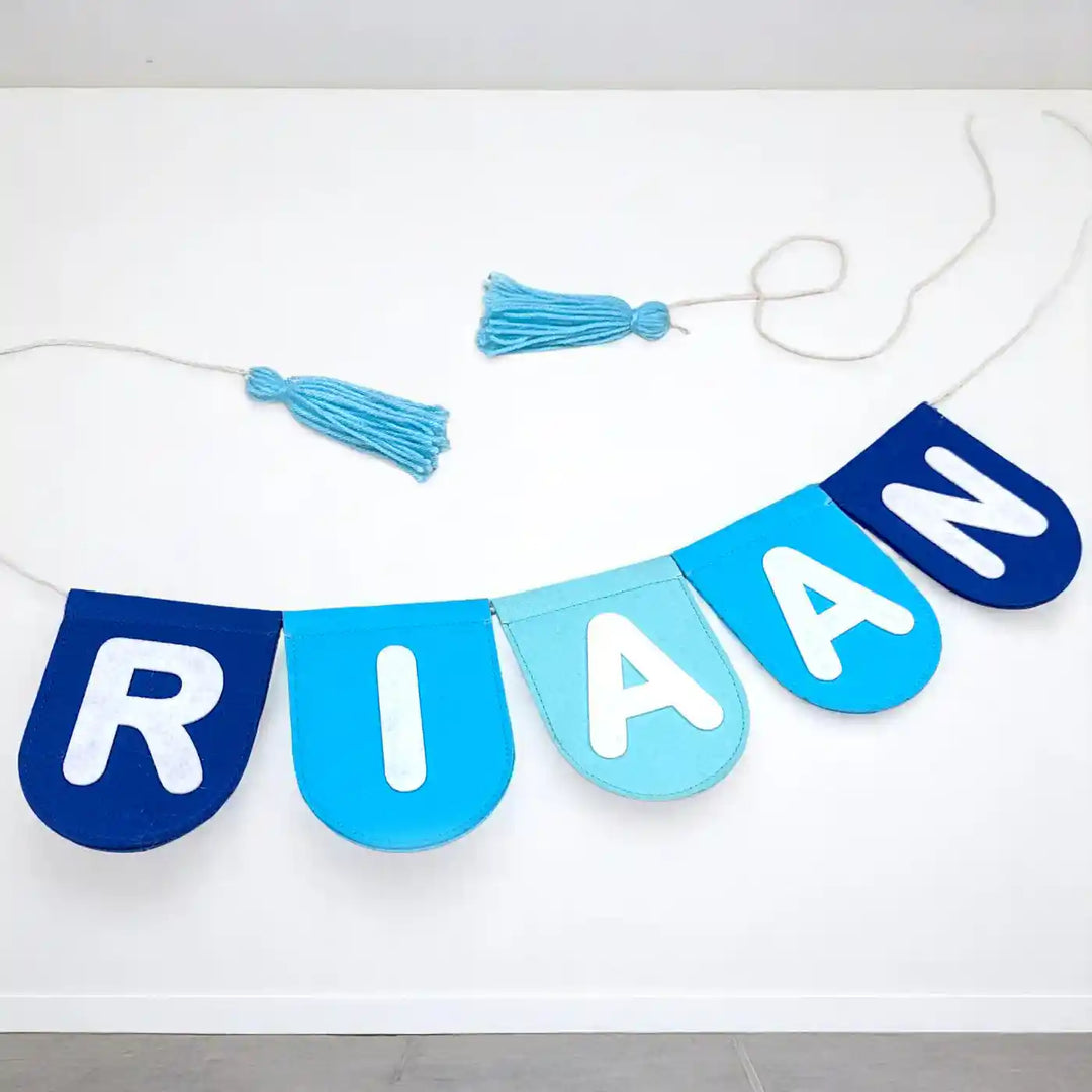 Personalized Handmade Blue Felt Bunting For Boys