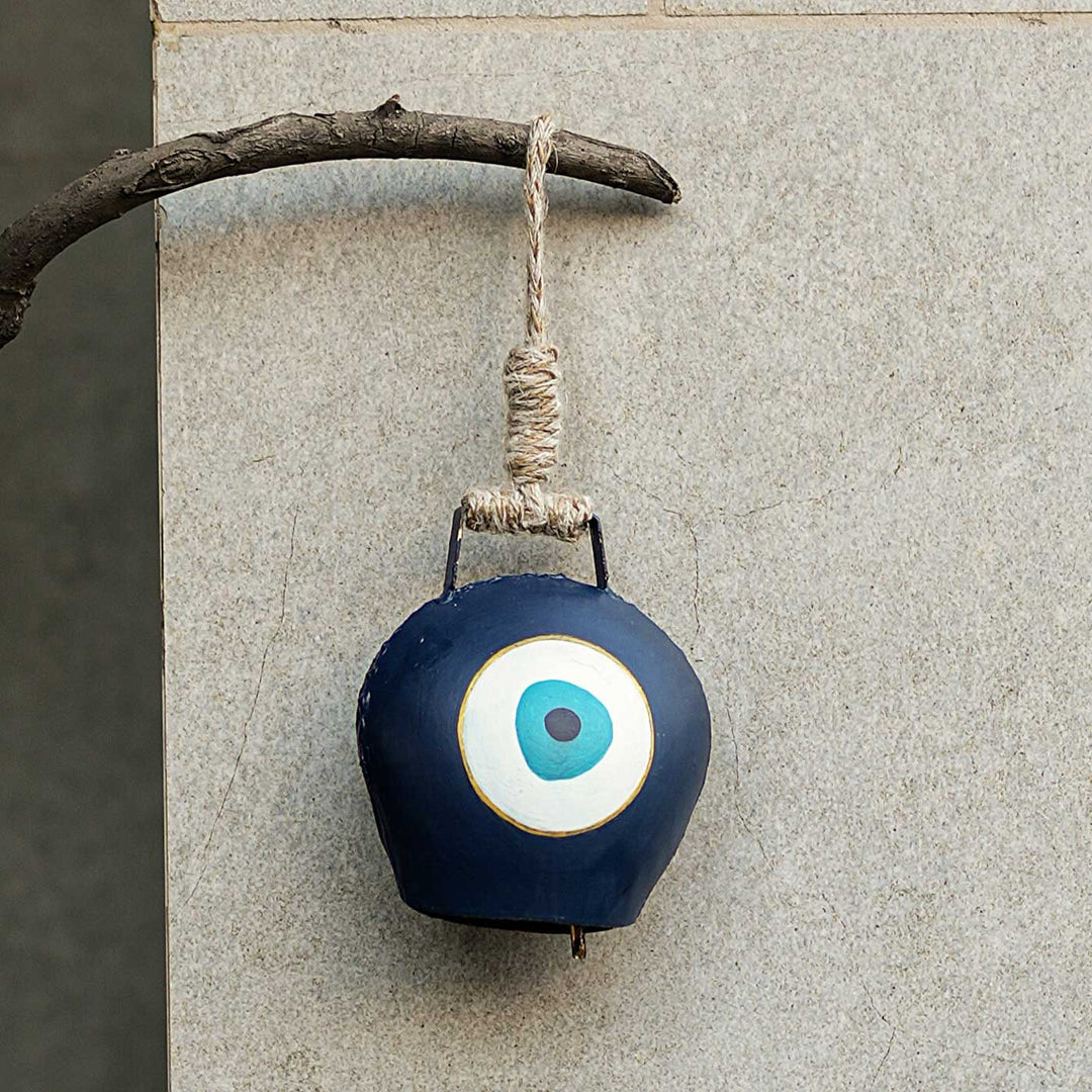 Handmade Evil Eye Cowbell Hamper | Includes Cow Bell Hanging, Seed Card And Outer Box