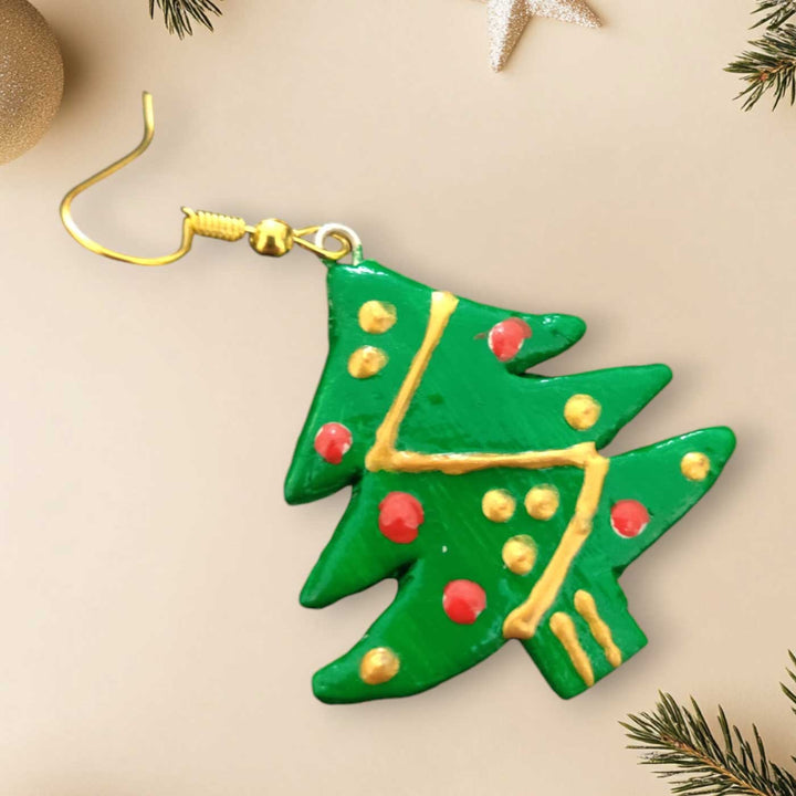 Handmade Christmas Tree Clay Earrings | Secret Santa Gift Ideas