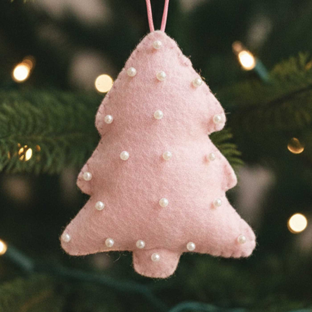 Handmade Felt Tree Shape Sequin Christmas Ornaments