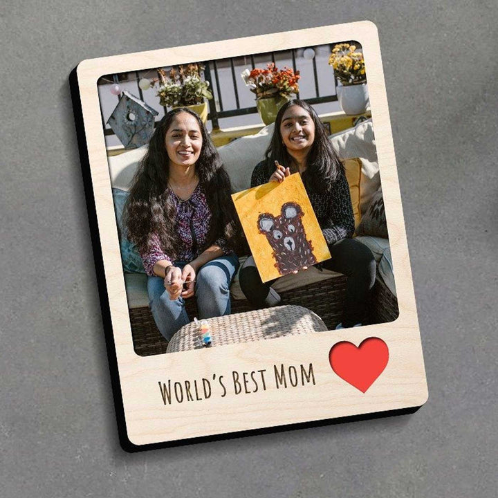 Photo Personalized Printed "Worlds Best Mom" Wooden Fridge Magnet