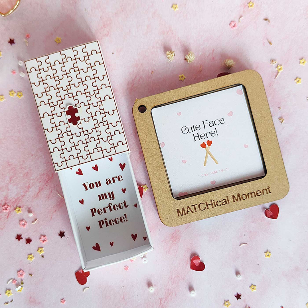 2 Pc | Photo Personalized Frame Magnet & Perfect Piece Mini Love Box Magnet | Valentine’s Gifting