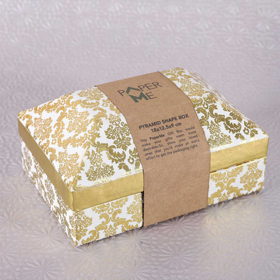 Handmade Damask Pyramid Shaped Paper Gift Box