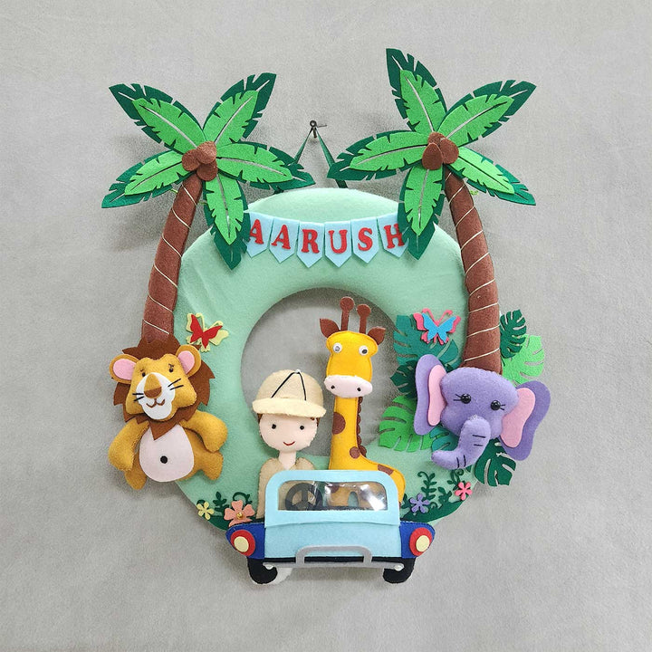 Handcrafted Personalized Jungle Safari Felt Nameplate For Siblings
