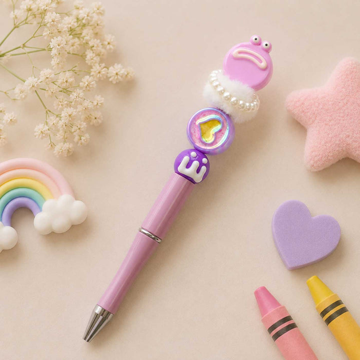 Cute Character "Pink Frog" Topper Pen For Kids
