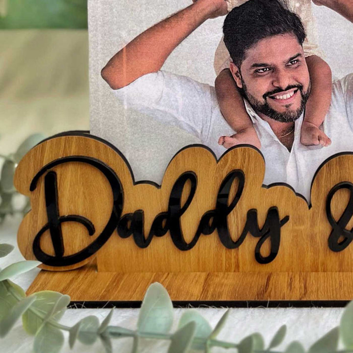 Photo Personalized Laser Cut "Daddy & Me" Wooden Decorative Plaque For Fathers