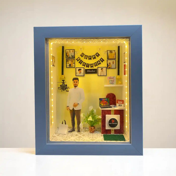 12 x 10 Inches | Photo Personalized Handmade Birthday Theme MDF Wood Decorative Plaque With Lights