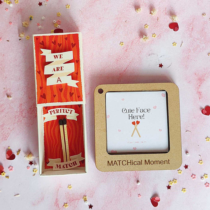2 Pc | Photo Personalized Frame Magnet & Perfect Match Mini Love Box Magnet | Valentine’s Gifting