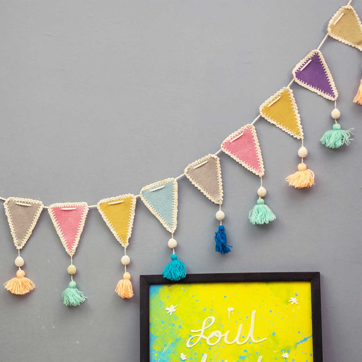 Handmade Crochet Triangle Themed Felt Bunting