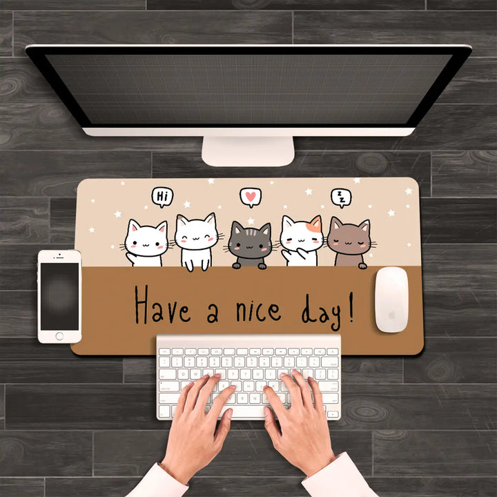 Printed Anti Slippery & Water Resistent Cats Theme Desk Mat