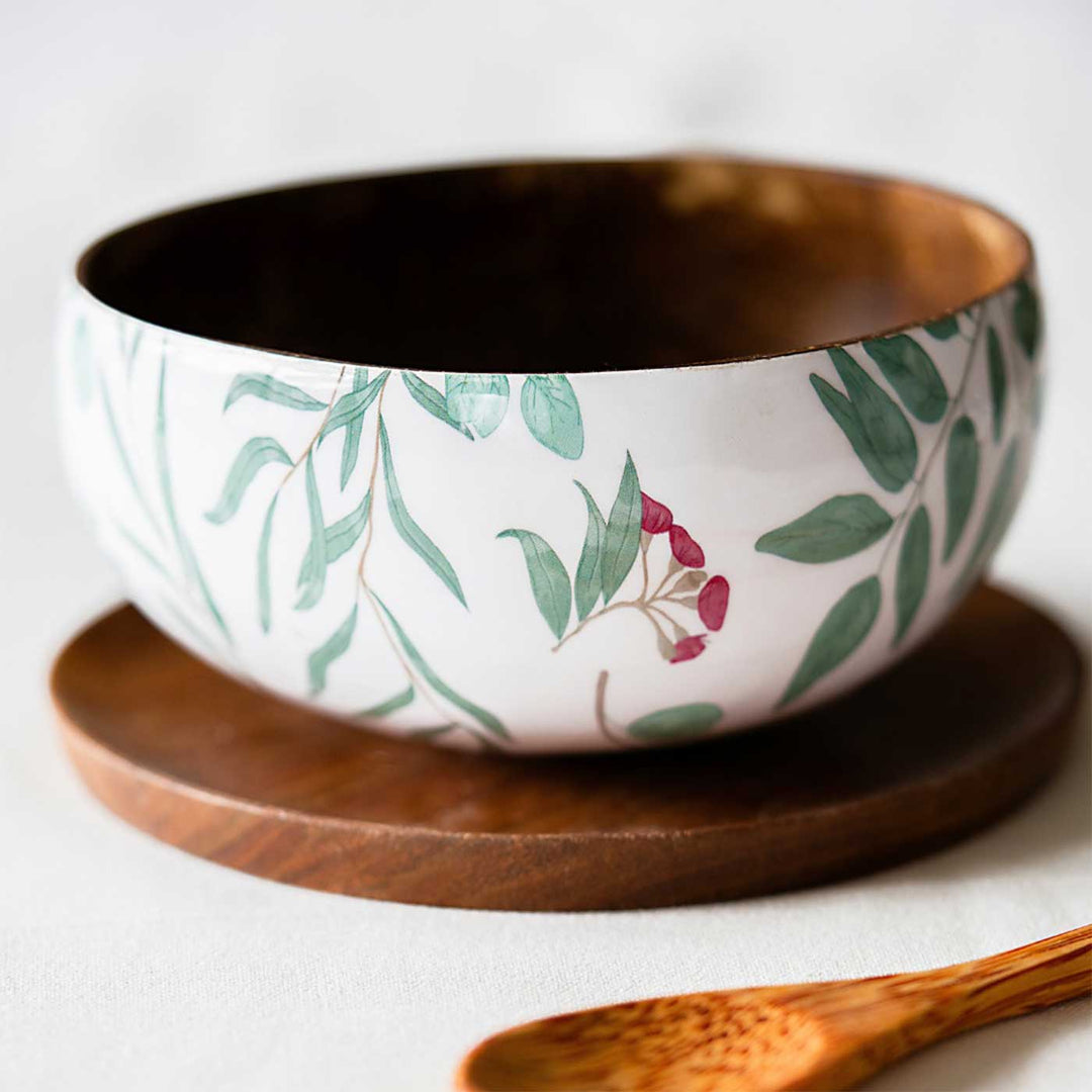 Eco-Friendly Handmade Enamel Serving Decorative Coconut Shell Bowl