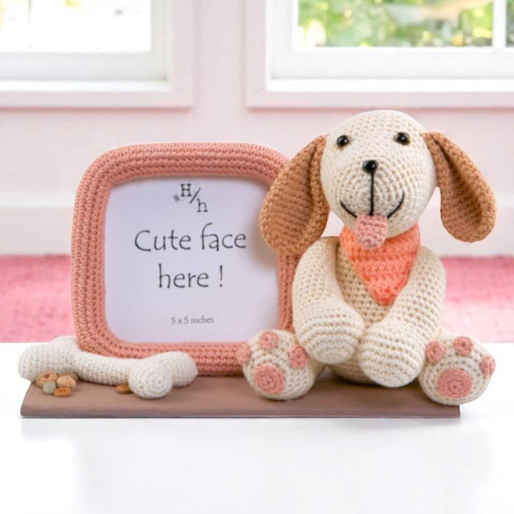 Handmade Crochet Dog Photo Frame for Kids