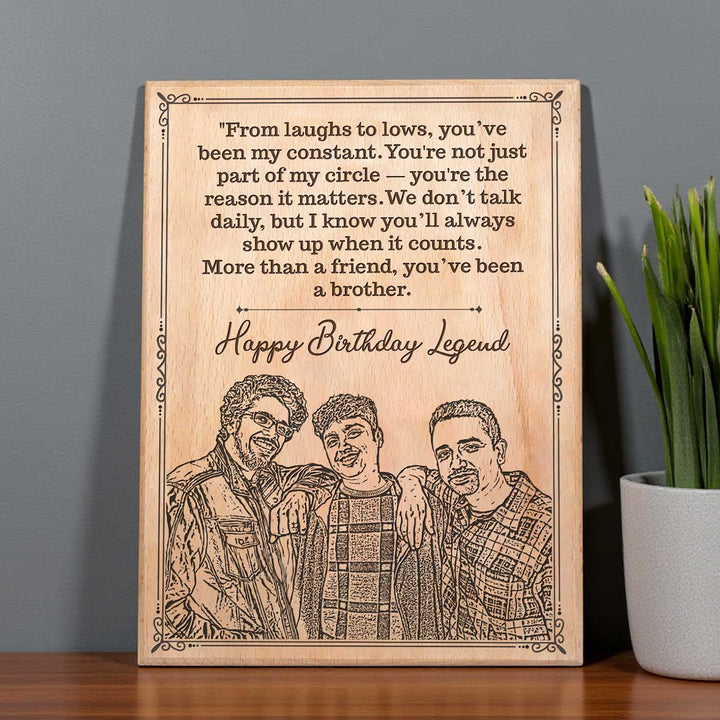 Photo Personalized Handmade Engraved Friend Birthday Theme Wooden Decorative Plaque