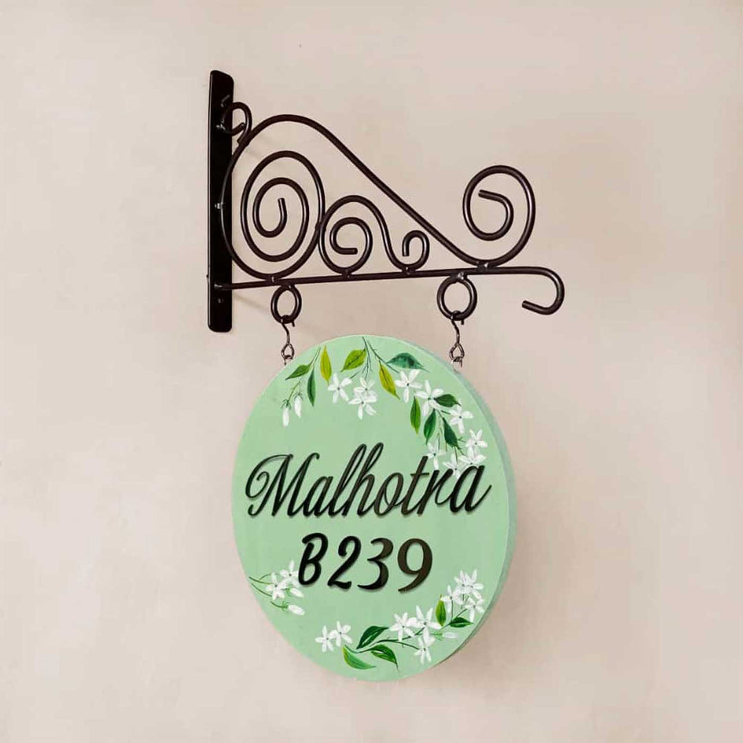 Personalized Double Sided Green Wood & Metal Name Plate