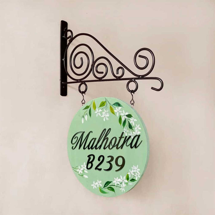 Personalized Double Sided Green Wood & Metal Name Plate