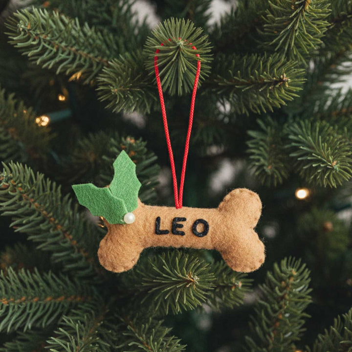 Personalized Handmade Felt Bone Christmas Ornaments