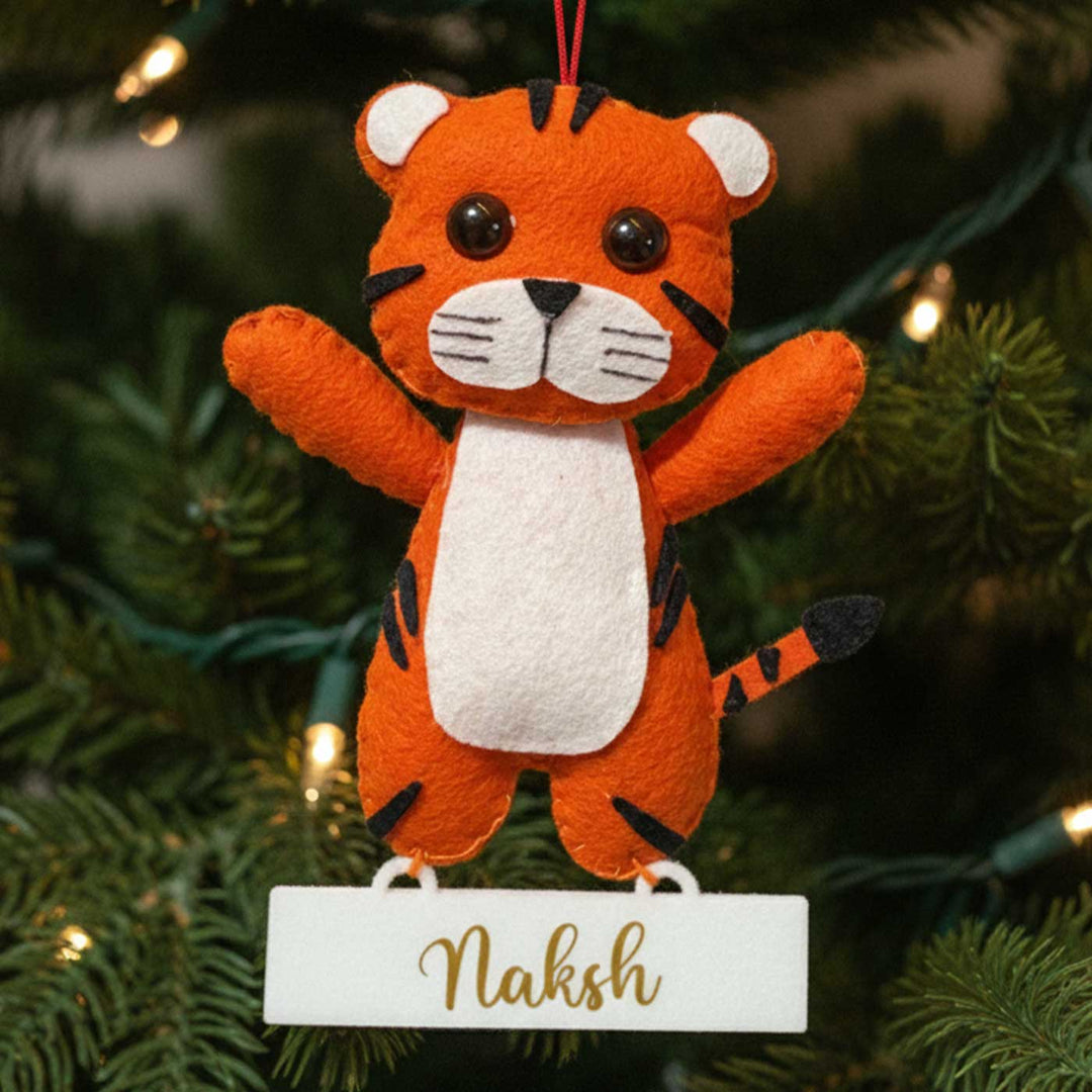 Personalized Handmade Felt Baby Tiger Christmas Ornament