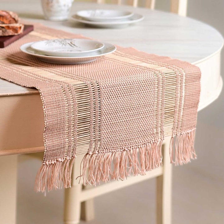 Hand Woven Double Striped Madhurkati Table Runner
