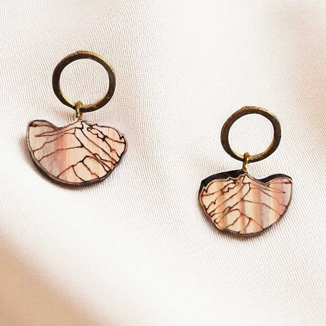 Handmade Mountain Hoop Wooden Earrings