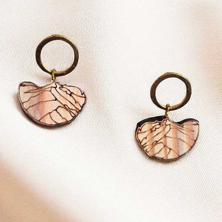 Handmade Mountain Hoop Wooden Earrings