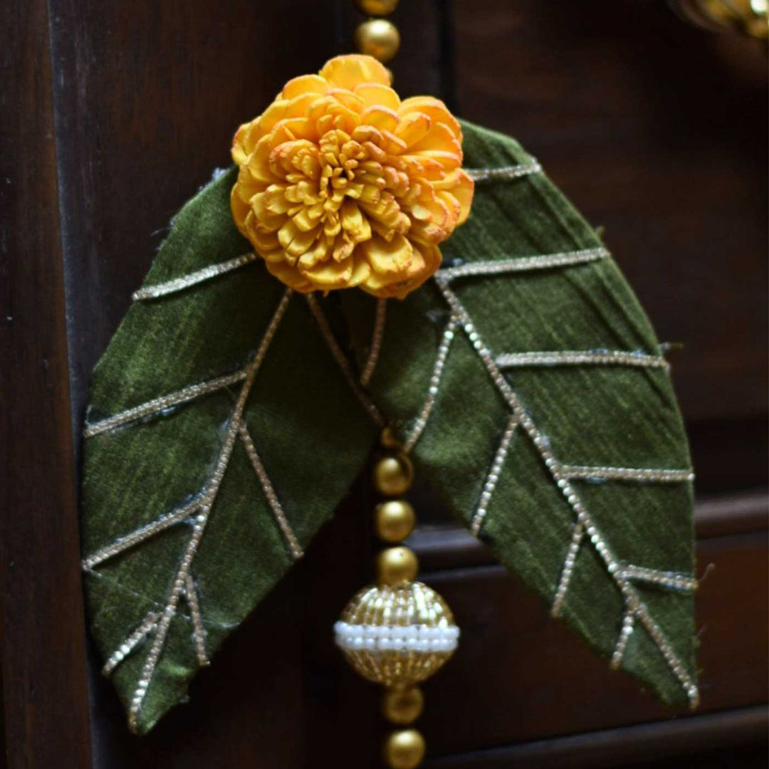 2 Pc | Ashok Shola Latkan Hanging with Marigold & Gold Beads