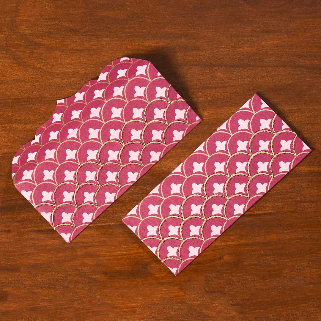 Handmade Embroidered Scallop Paper Envelopes | Set Of 10