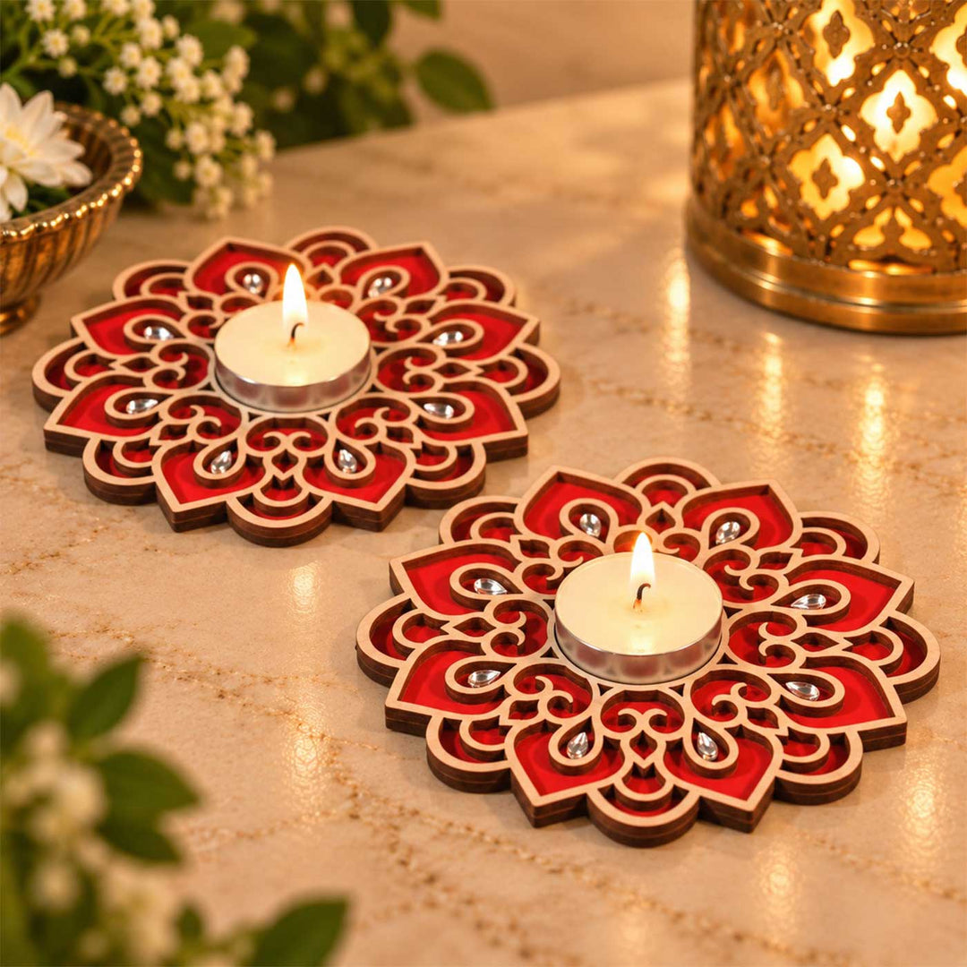 Handcrafted Classic Mandala Layered Wooden Tealight Holder