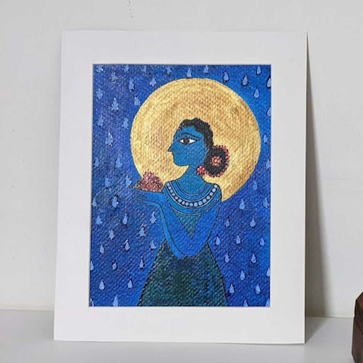 7 x 9 Inch | Sacred Jal | Original Hanpainted Madhubani Panch Tatva Painting | Natural Colors On Paper