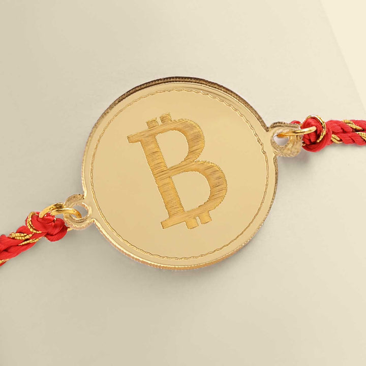 Handmade Bitcoin Design Acrylic Rakhi For Brother