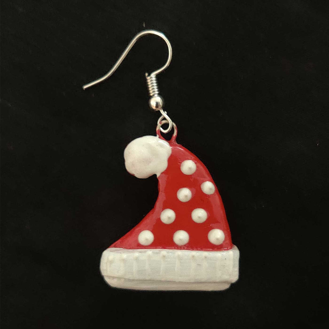 Handmade Santa Cap Clay Earrings | Secret Santa Gift Ideas