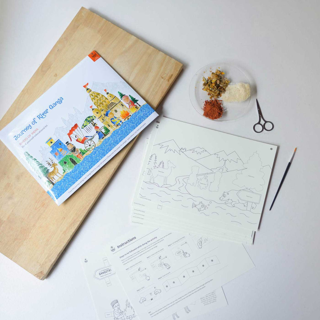 Ganga Rivers of India DIY Kit | 11 Coloring Templates, 1 Map Of India And Instruction Sheet