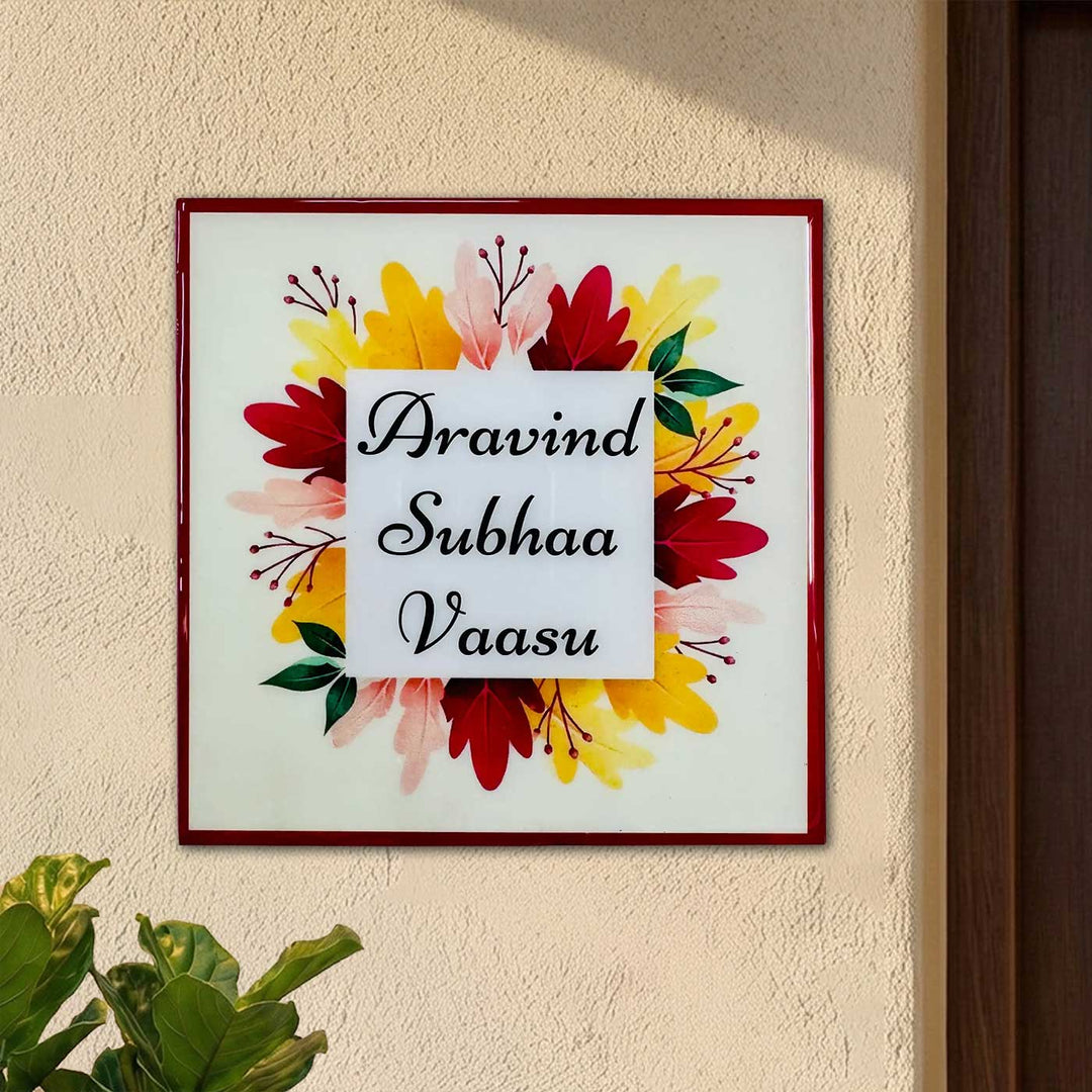 Personalized Leaves Theme Resin Name Plate
