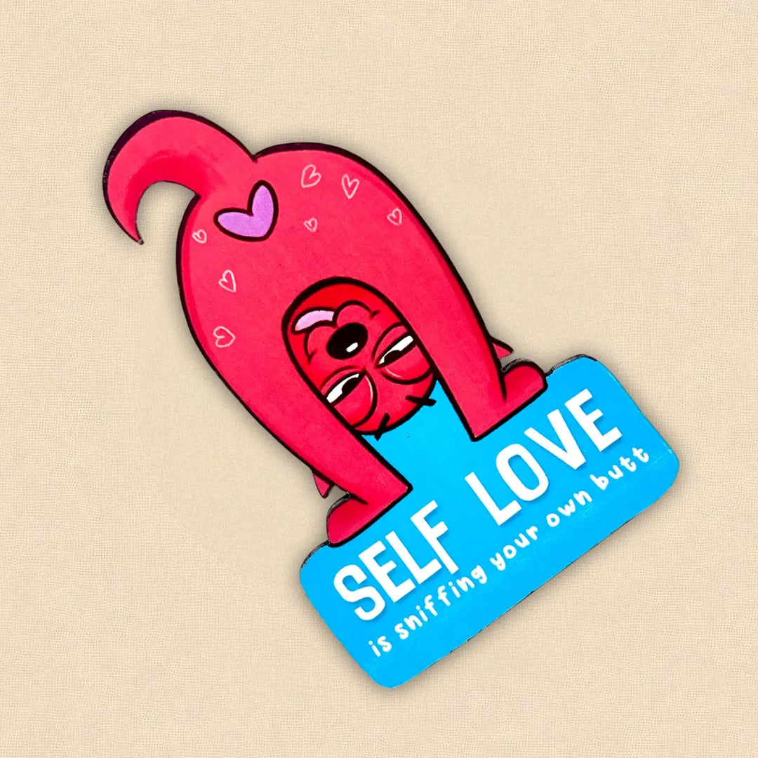 Printed Cat Theme "Self Love" MDF Wood Fridge Magnet