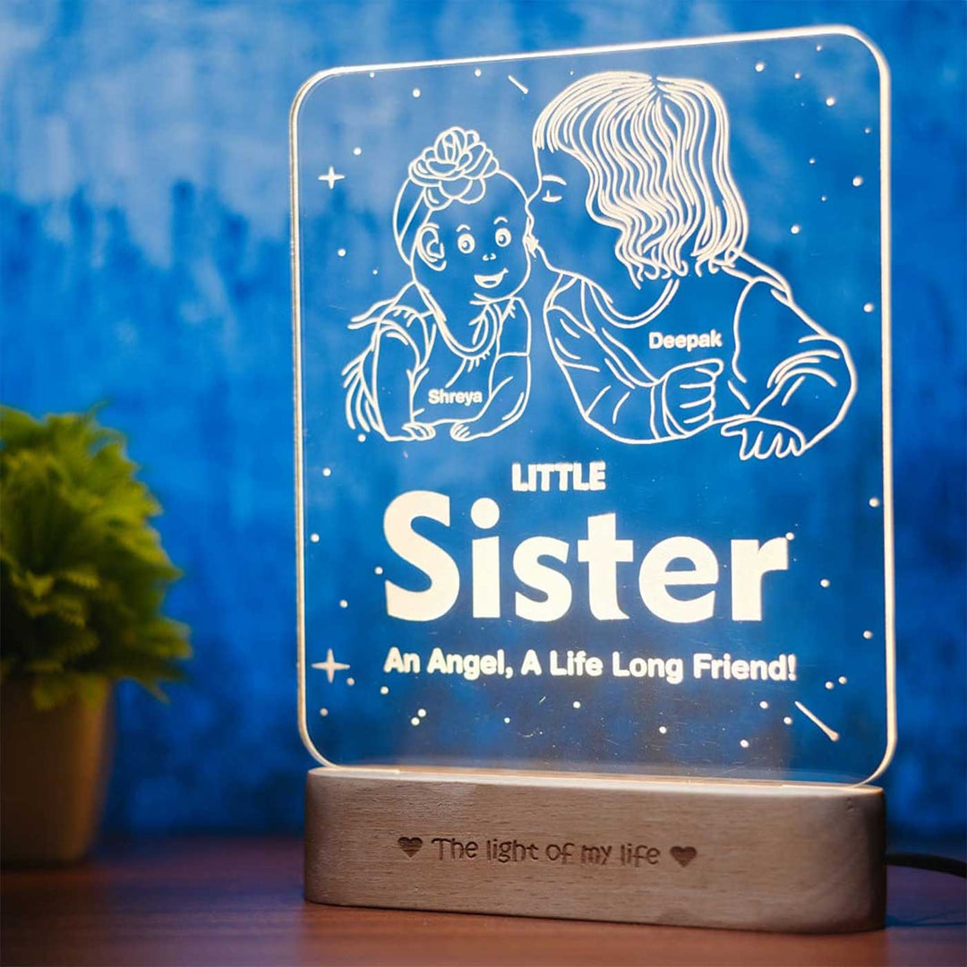 Personalized Engraved Angels Glow Acrylic Table Lamp