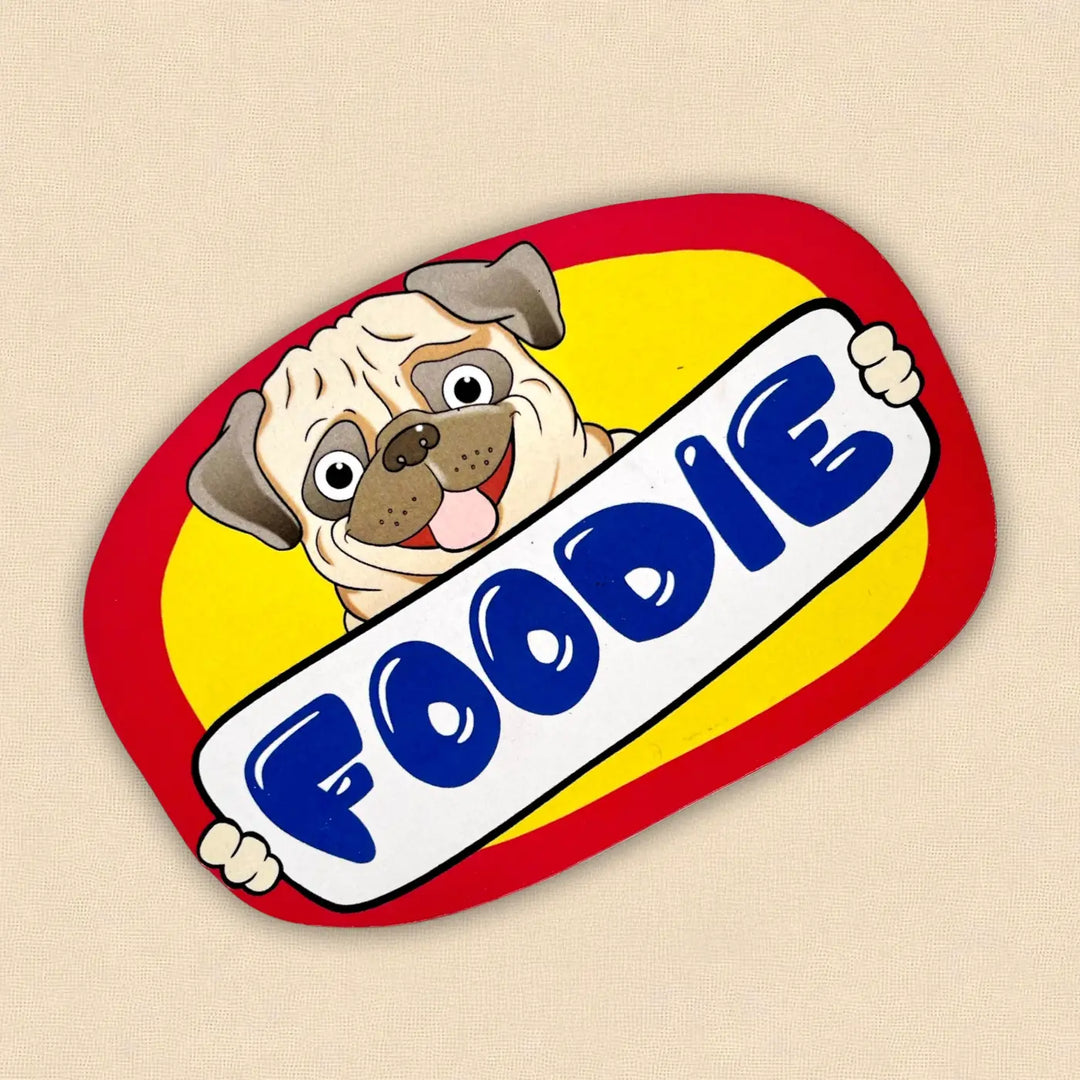 Printed Dog Theme "Foodie" MDF Wood Fridge Magnet
