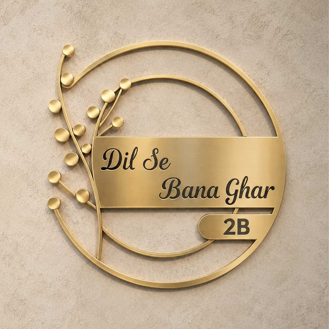 "Flora Nest" Round Personalized Weatherproof Stainless Steel Name Plate For Home