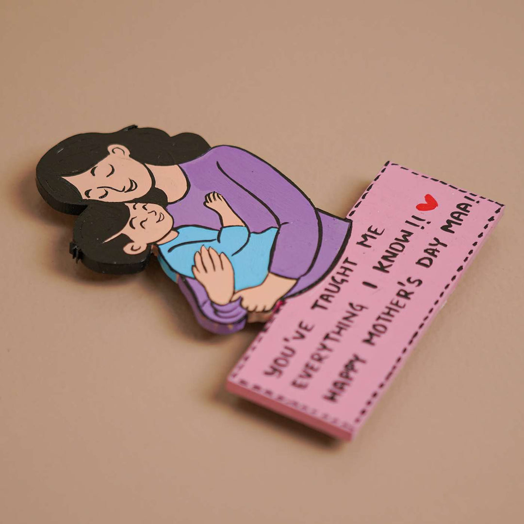 Personalized Caricature Cutout MDF Wood Fridge Magnet For Mothers