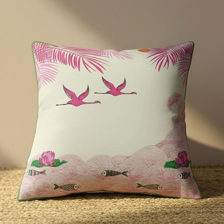 16 Inch | Printed Flamingo Habitat Cushion Cover