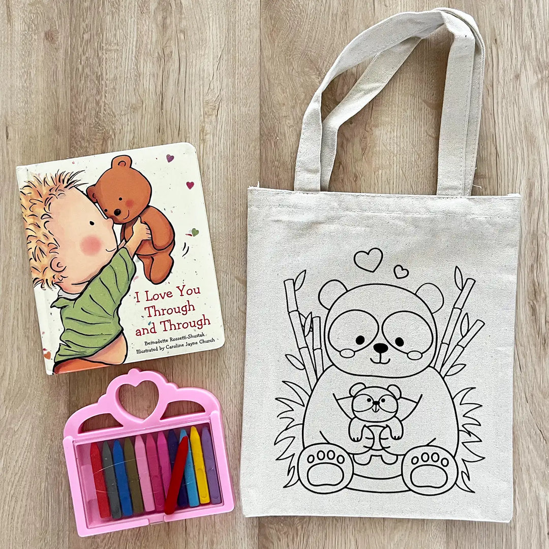 DIY Colour It Yourself Bear & Baby Bear Cotton Kids Tote Bag