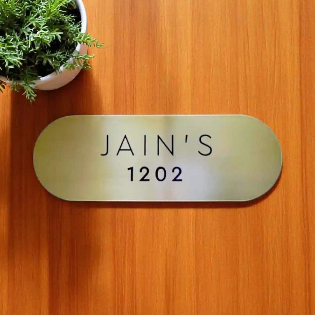Personalized Minimal Oval Design Brass Name Plate