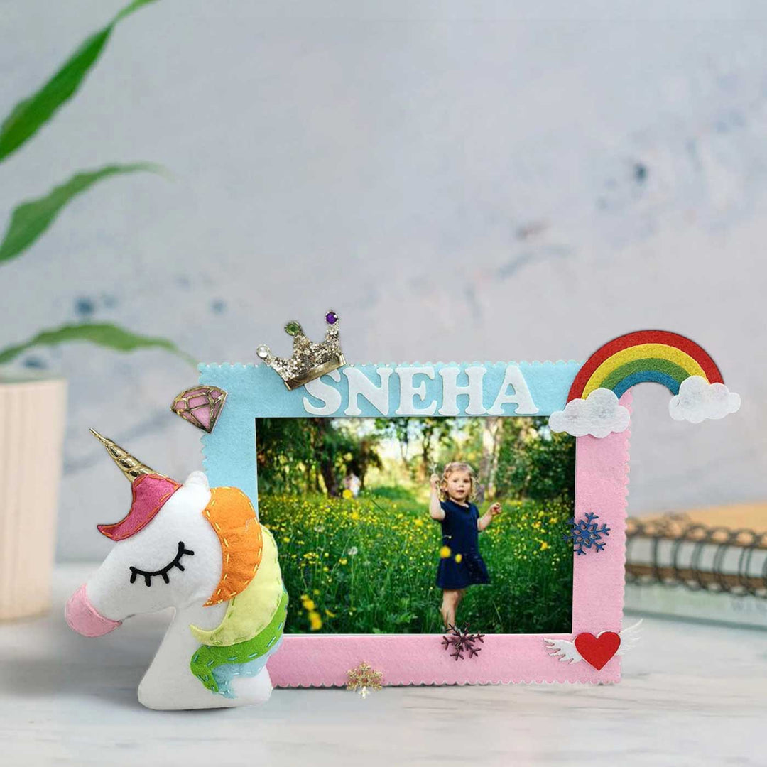 Personalized Unicorn Theme Felt Photo Frame