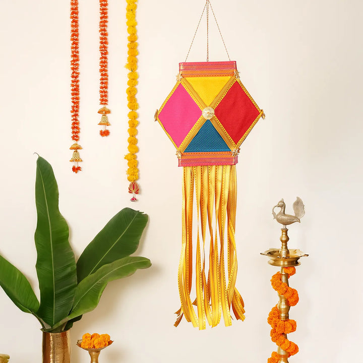 Handmade Decorative Bahurangi Premium Khun Fabric Akash Kandil/Lantern