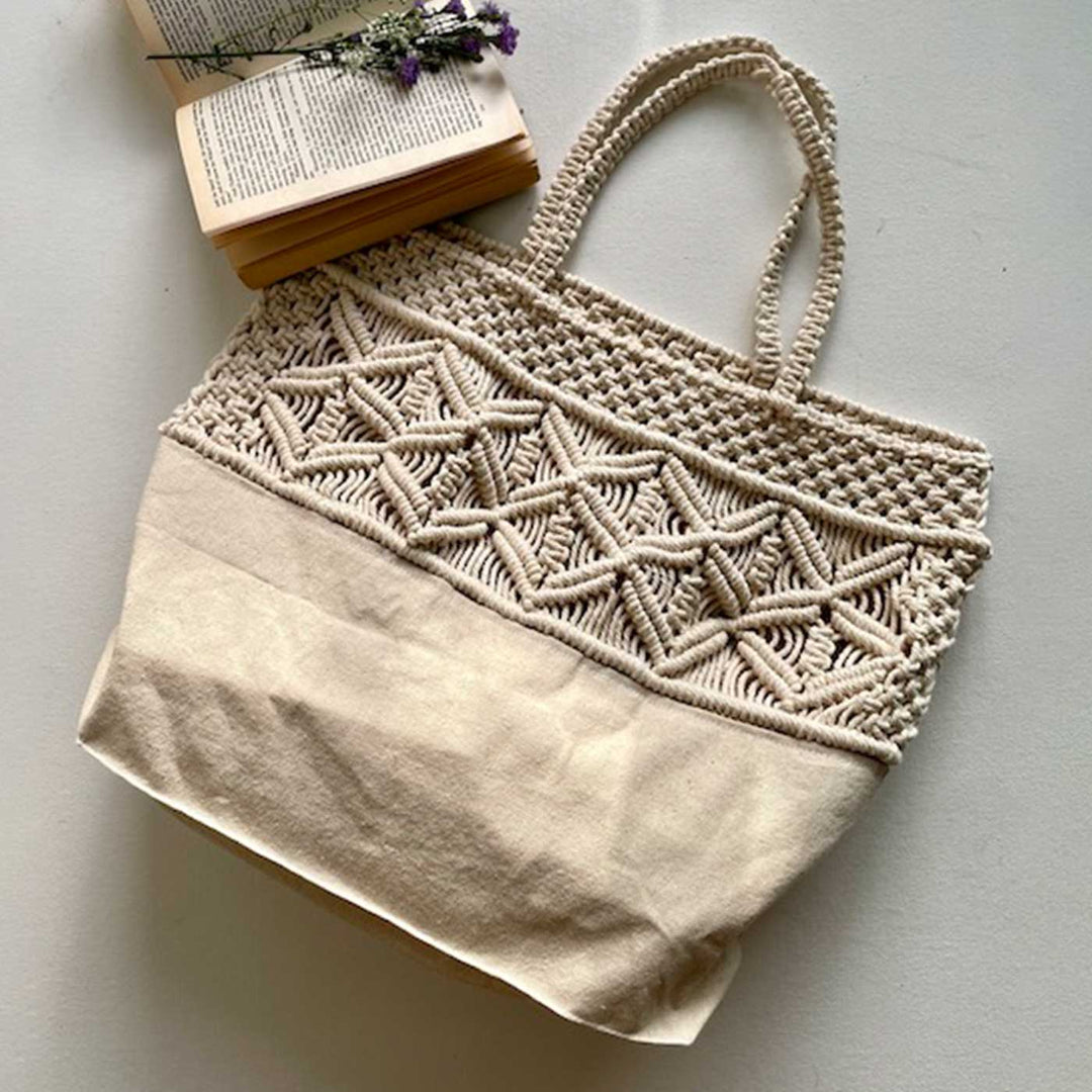 Handmade Macrame Beach Please Tote Bag