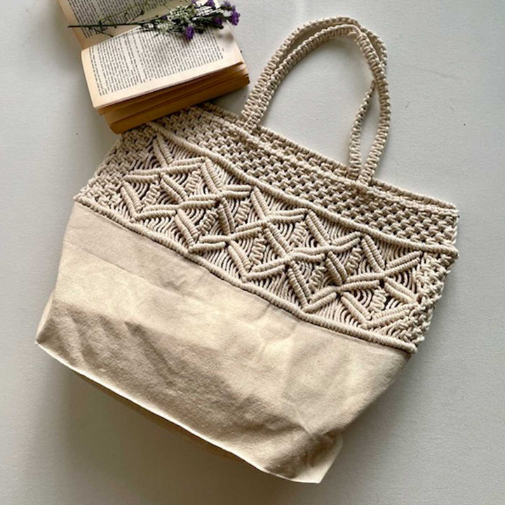 Handmade Macrame Beach Please Tote Bag